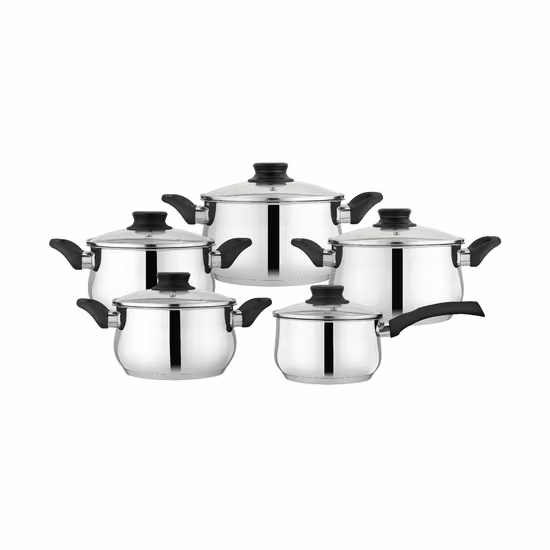Batterie de cuisine à bord roulé en acier inoxydable 10PCS